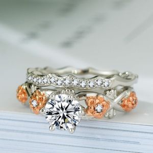 Women's Sterling Silver Stacked Floral Ring